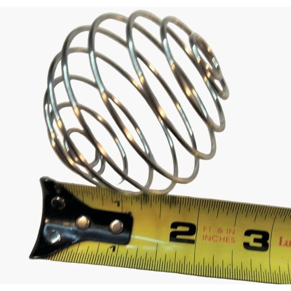 Spiral Wire Cage Art Ball Christmas Ornament Flexible Craft Accent Silver Metal - Picture 3 of 3